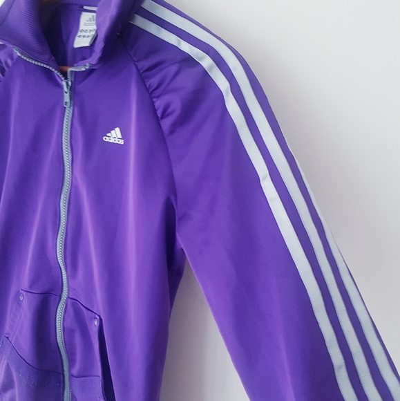 ADIDAS Purple Ruffled Raglan Shoulder Zip-Up Track Jacket - Picture 5 of 13